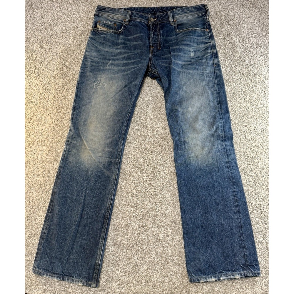 Diesel Industry Men 34x32 Zanity Jeans Distressed Blue Made In Italy Button Fly